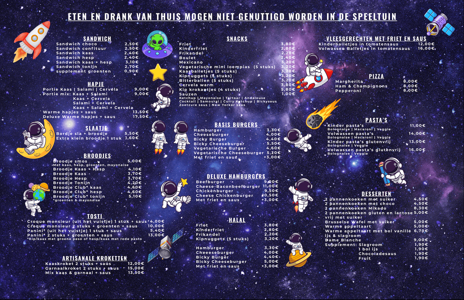 Binnenspeeltuin Kinderplaneet Menu kaart pagina 2